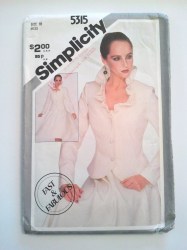 5315 Simplicity 1981 FAB FIT LINED RUFFLE JACKET, GORED SKIRT PATTERN 14 or 16 Choice